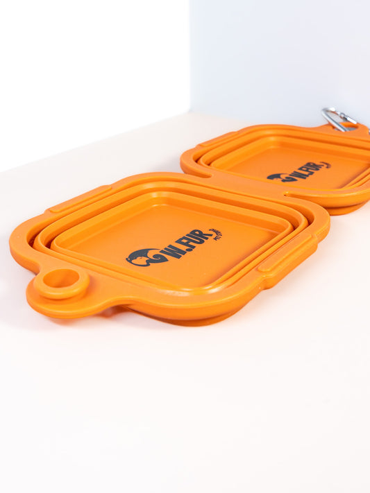Collapsible Dual Pet Bowl with Clip - Portable Silicone Feeder