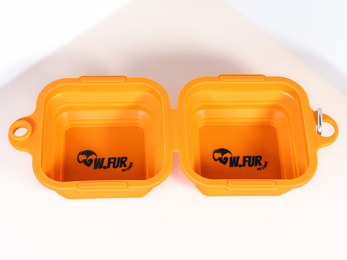 Collapsible Dual Pet Bowl with Clip - Portable Silicone Feeder