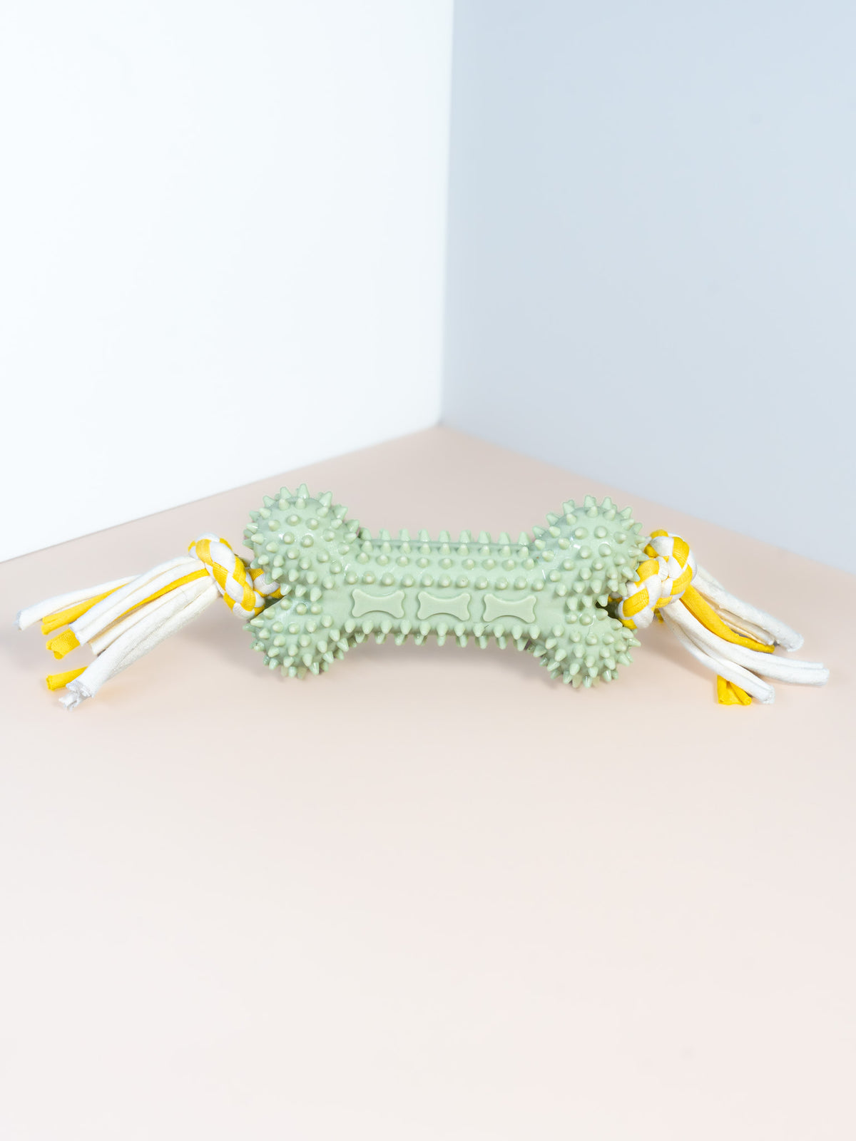 Spiky Silicone Bone Dog Toy with Rope Ends